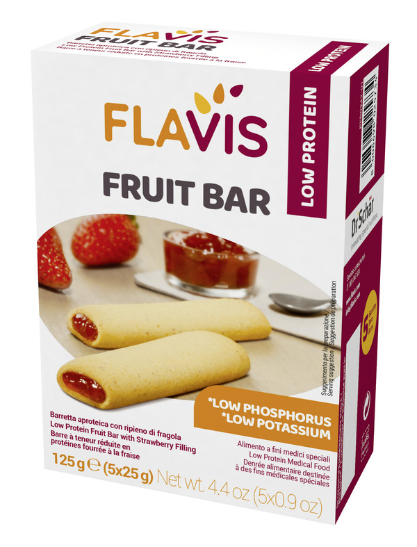 FLAVIS FRUIT BAR BARRETTA APROTEICA CON RIPIENO DI FRAGOLA 5 PEZZI DA 25 G - Farmadillo