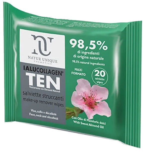 NATUR UNIQUE IALUCOLLAGEN TEN SALVIETTE STRUCCANTI VISO 20 SALVIETTE MAXI - Farmadillo