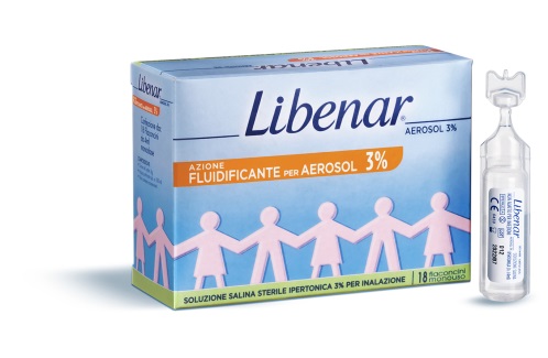 SOLUZIONE SALINA IPERTONICA 3% LIBENAR PER INALAZIONE CON AEROSOL 18 FLACONCINI MONOUSO X 4ML - Farmadillo