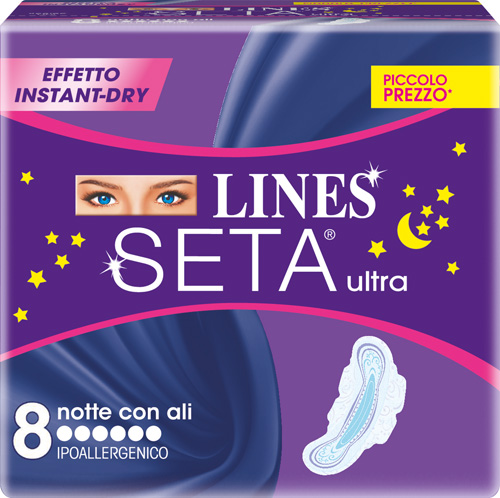 LINES SETA ULTRA ASSORBENTI DA NOTTE 8 PEZZI - Farmadillo