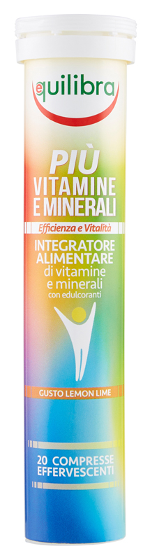 PIU' VITAMINE E MINERALI GUSTO LEMON LIME 20 COMPRESSE EFFERFESCENTI - Farmadillo