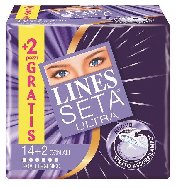 ASSORBENTE LINES SETA ULTRA CON ALI 16 PEZZI - Farmadillo