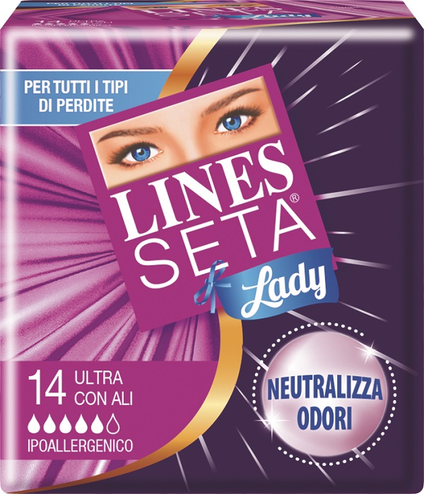 ASSORBENTE LINES SETA ULTRA LADY CON ALI 14 PEZZI - Farmadillo