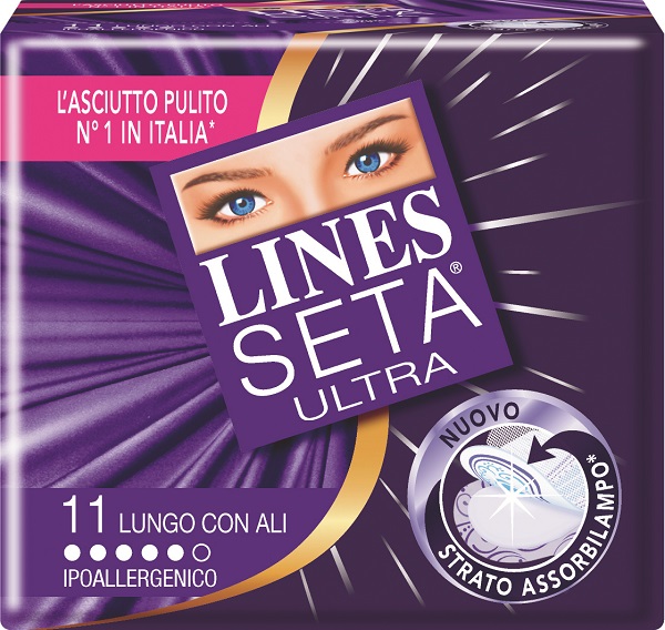 ASSORBENTE LINES SETA ULTRA LUNGO CON ALI 11 PEZZI - Farmadillo
