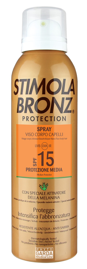STIMOLABRONZ PROTECTION SPF15 SPRAY VISO CORPO E CAPELLI 150 ML - Farmadillo