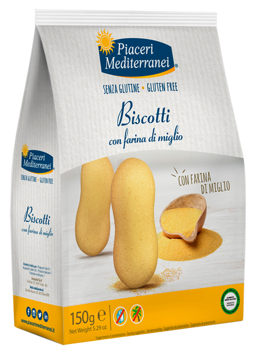 PIACERI MEDITERRANEI BISCOTTI FARINA DI MIGLIO 150 G - Farmadillo