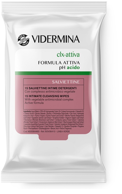 VIDERMINA CLX ATTIVA 15 SALVIETTE INTIME DETERGENTI - Farmadillo