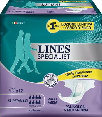 LINES SPECIALIST PANNOLONE A MUTANDA MEDIA 12 PEZZI - Farmadillo