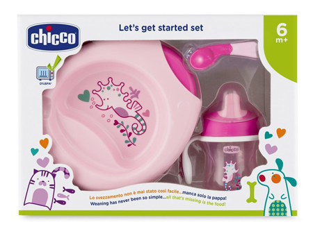 CHICCO SET PAPPA 6M+ ROSA CON CUCCHIAIO ROSA - Farmadillo