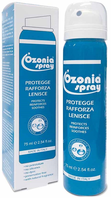 OZONIA SPRAY A BASE DI OLIO OZONIZZATO PER CUTE E MUCOSE ARROSSATE INFIAMMATE DISTROFICHE SENSIBILI 75 ML - Farmadillo