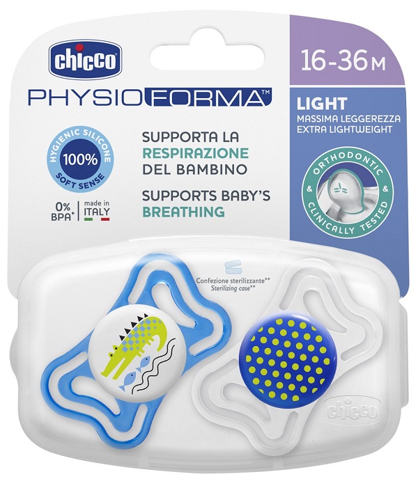 CHICCO SUCCHIETTO LIGHT BOY SILICONE 16-36 MESI 2 PEZZI - Farmadillo