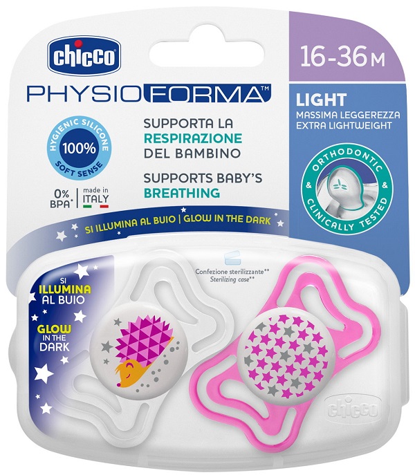 CHICCO SUCCHIETTO LIGHT LUM SILICONE 16-36 MESI 2 PEZZI - Farmadillo