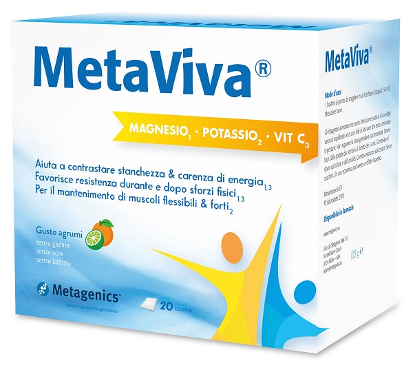 METAVIVA MAGNESIO POTASSIO VITAMINA C 20 BUSTINE - Farmadillo