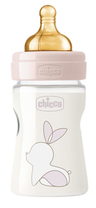 CHICCO BIBERON ORIGINAL 150ML TOUCH 1 FORO GIRL CON TETTARELLA IN CAUCCIU' - Farmadillo