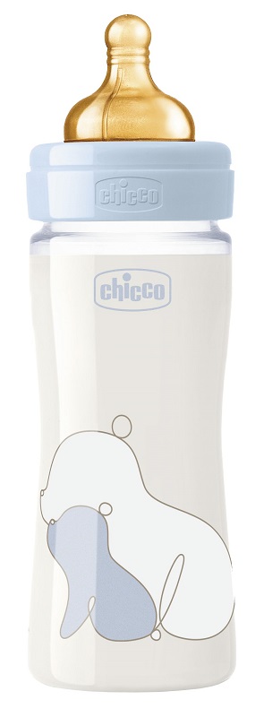 CHICCO BIBERON ORIGINAL 240ML VETRO 1 FORO 1 FORO BOY CON TETTARELLA IN CAUCCIU' - Farmadillo