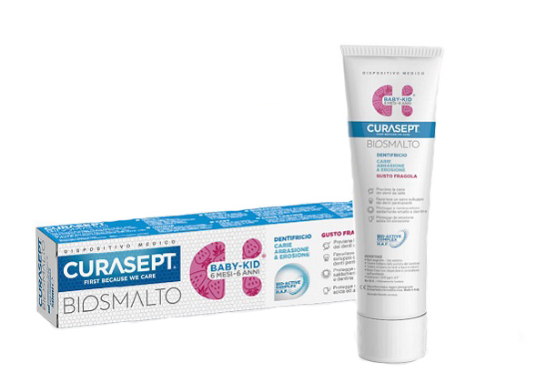 CURASEPT BIOSMALTO DENTIFRICIO BABY KID FRAGOLA CARIE ABRASIONE & EROSIONE 50 ML - Farmadillo