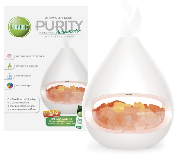 PUMILIO AROMA DIFFUSER PURITY A ULTRASUONI CON ESSENZA BALSAMICA CON EFFETTO ANTIBATTERICO - Farmadillo