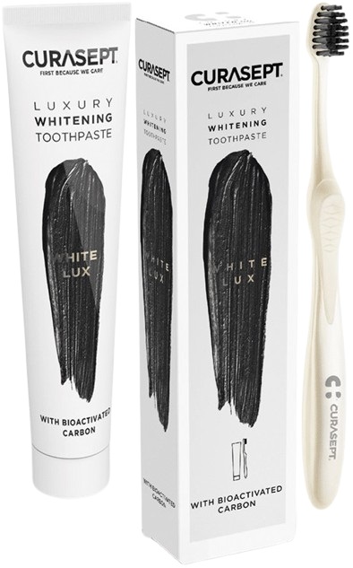 CURASEPT WHITE LUXURY WHITENING DENTIFRICIO 75 ML + SPAZZOLINO - Farmadillo