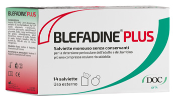 BLEFADINE PLUS 14 SALVIETTE PER DETERSIONE PERIOCULARE + 1 COMPRESSA RISCALDABILE - Farmadillo