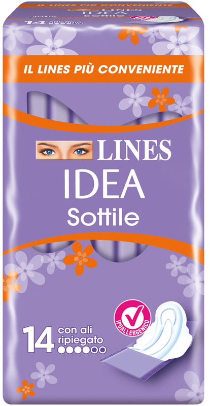 LINES IDEA ASSORBENTE SOTTILE RIPIEGATO CON ALI 14 PEZZI - Farmadillo