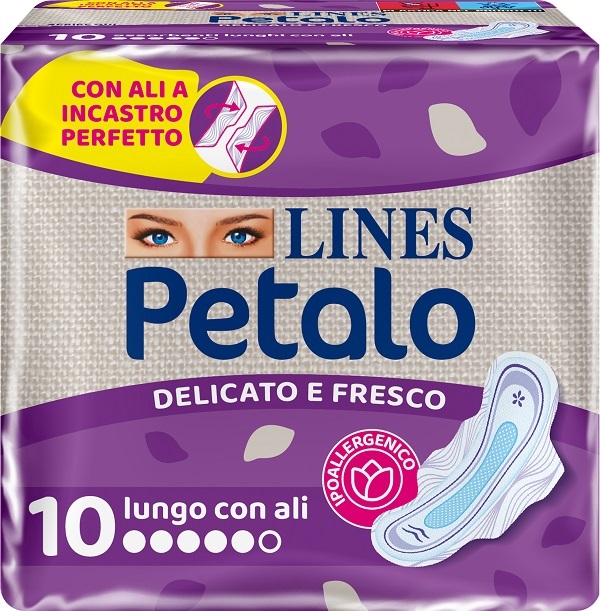 LINES PETALO BLU ASSORBENTE LUNGO CON ALI 10 PEZZI - Farmadillo