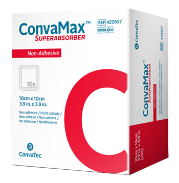 MEDICAZIONE AVANZATA CONVAMAX SUPERABSORBER NON-ADHESIVE 10 X 10 CM 10 PEZZI - Farmadillo