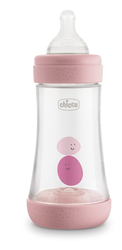 CHICCO BIBERON PERFECT 5 GIRL 240 ML IN SILICONE 2 FORI - Farmadillo