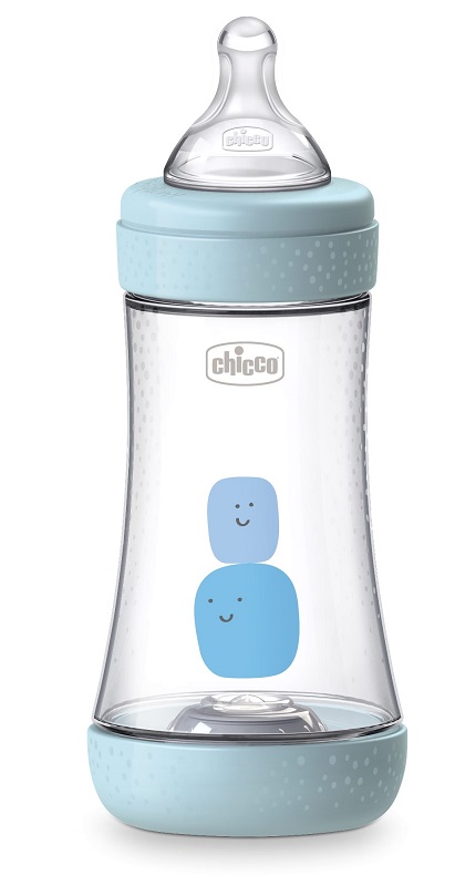 CHICCO BIBERON PERFECT 5 BOY 240 ML IN SILICONE 2 FORI - Farmadillo