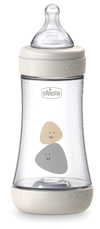 CHICCO BIBERON PERFECT 5 UNISEX 240 ML IN SILICONE 2 FORI - Farmadillo