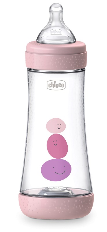 CHICCO BIBERON PERFECT 5 GIRL 300 ML IN SILICONE 3 FORI - Farmadillo