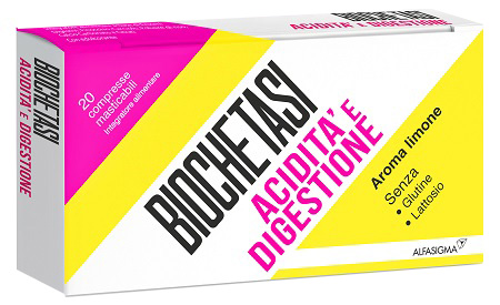 BIOCHETASI ACIDITA' E DIGESTIONE 20 COMPRESSE MASTICABILI AROMA LIMONE - Farmadillo