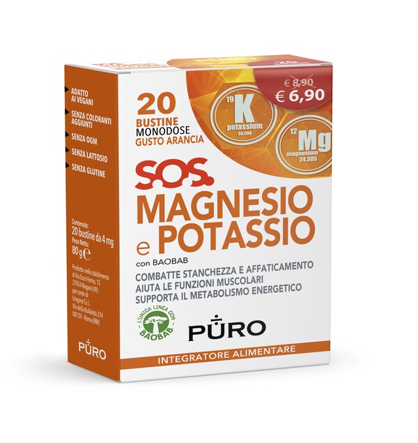 PURO MAGNESIO POTASSIO E BAOBAB 20 BUSTINE 4 G - Farmadillo