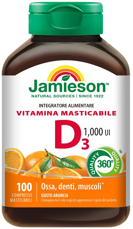 JAMIESON VITAMINA D MASTICABILE ARANCIA 100 COMPRESSE - Farmadillo