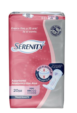 SERENITY ASSORBENTE ANATOMICO CON ALOE FLEXIT MINI 20 PEZZI - Farmadillo