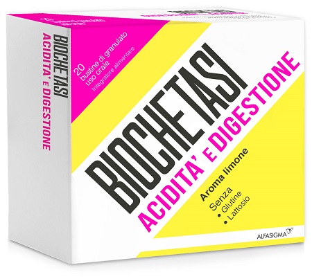 BIOCHETASI ACIDITA' E DIGESTIONE 20 BUSTE GRANULATO AROMA LIMONE - Farmadillo