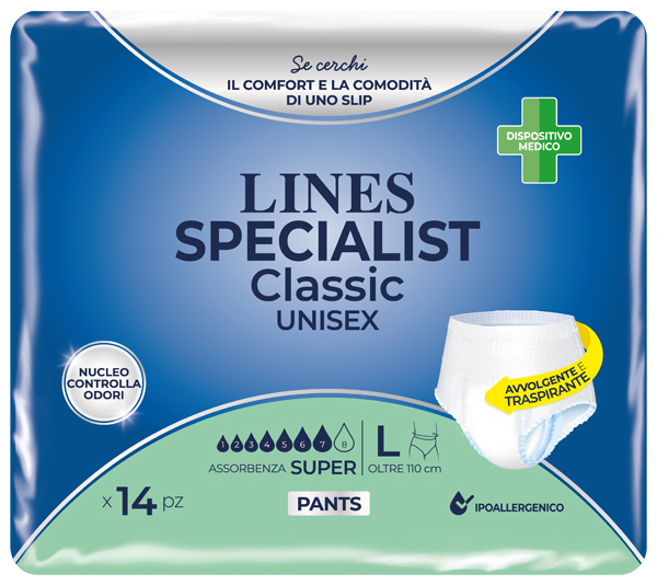 PANNOLONE A MUTANDA LINES SPECIALIST CLASSIC PANTS SUPER L 14 PEZZI - Farmadillo