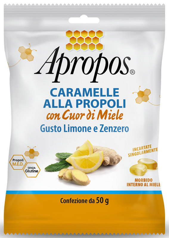 APROPOS CARAMELLE DURE LIMONE/ZENZERO CUOR DI MIELE 50 G - Farmadillo