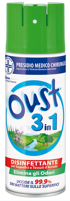 OUST 3 IN 1 DISINFETTANTE PER SUPERFICI E TESSUTI D'ARREDO 400 ML - Farmadillo
