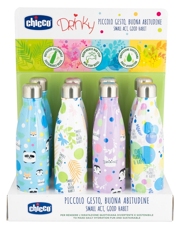 CHICCO BOTTIGLIA INOX DA 500 ML DISPLAY BOX - Farmadillo