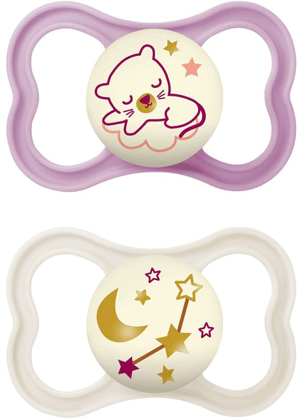 MAM AIR NIGHT SUCCHIETTO 16+ MESI SILICONE FEMMINA 2 PEZZI - Farmadillo