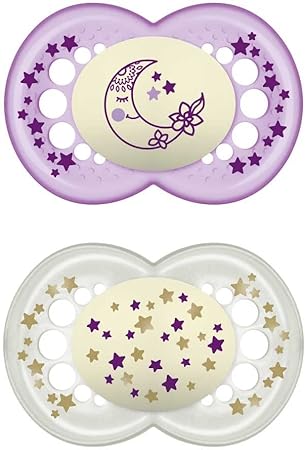 MAM SUCCHIETTO ORIGINAL NIGHT 6+ MESI SILICONE FEMMINA 2 PEZZI - Farmadillo