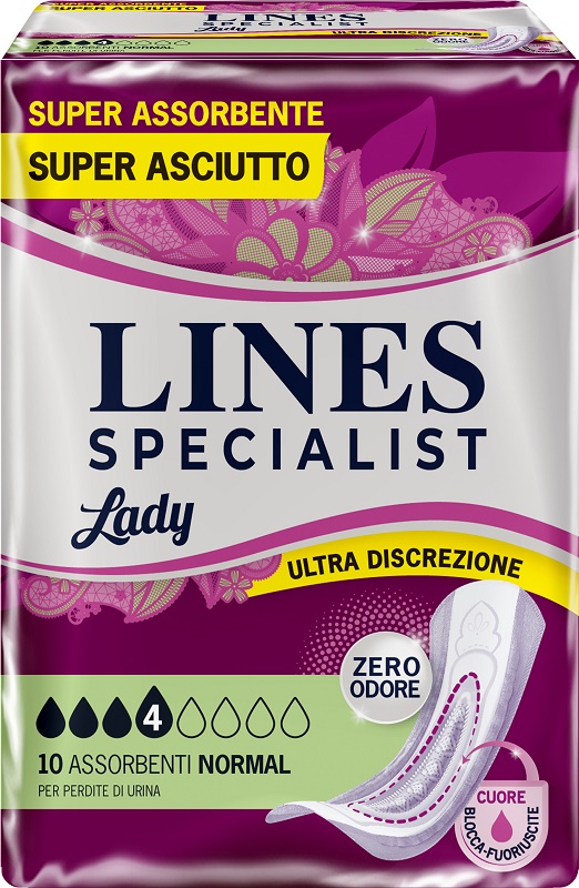 ASSORBENTI PER INCONTINENZA LINES SPECIALIST LADY NORMAL 10 PEZZI - Farmadillo