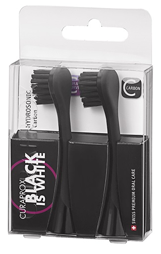 CURAPROX TESTINE RICAMBIO BLACK IS WHITE HYDROSONIC DUO PACK BLACK 2 PEZZI - Farmadillo