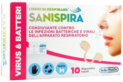 SANISPIRA VISUR & BATTERI FILTRO NASALE MEDIUM 10 PEZZI - Farmadillo
