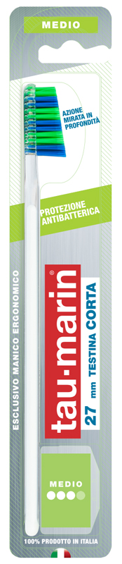 TAUMARIN PROFESSIONAL SPAZZOLINO 27 MEDIO TESTINA CORTA PROTEZIONE ANTIBATTERICA - Farmadillo
