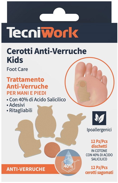 CEROTTO ANTI VERRUCHE BIMBI 12 PEZZI + 12 FIXING ANIMIALI TERRA COLORE BEIGE - Farmadillo