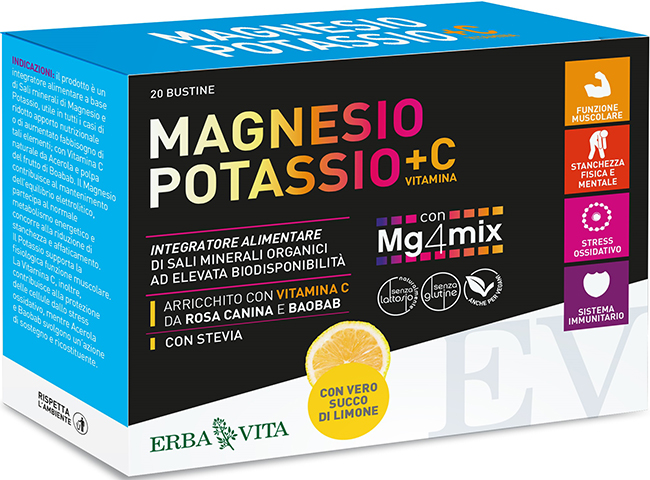 MAGNESIO POTASSIO +C VITAMINA GUSTO LIMONE 20 BUSTINE DA 3,8 G - Farmadillo