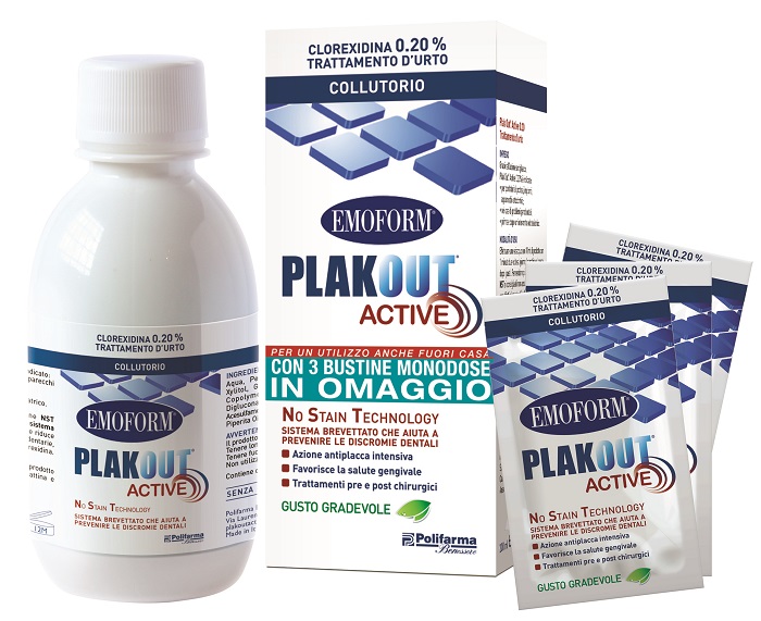 EMOFORM PLAK OUT ACTIVE 0,20% 200 ML + 3 BUSTE - Farmadillo