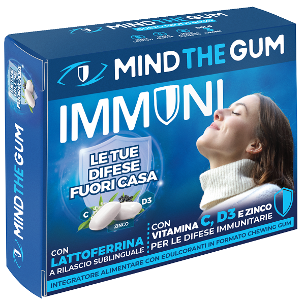 MIND THE GUM IMMUNI CON LATTOFERRINA 18 GOMME CONFETTATE SENZA ZUCCHERO - Farmadillo