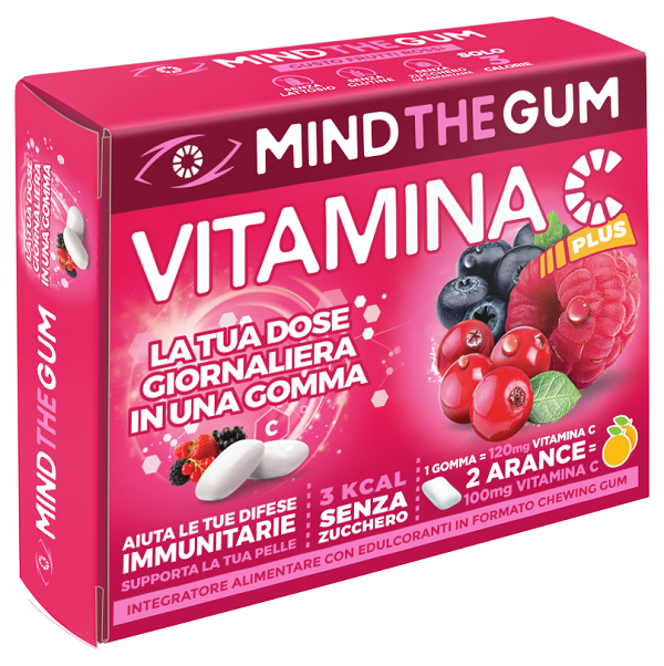 MIND THE GUM VITAMINA C FRUTTI ROSSI 18 GOMME CONFETTATE SENZA ZUCCHERO - Farmadillo